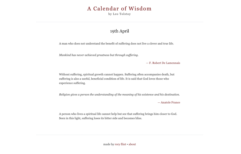 Calendar of Wisdom app screenshot